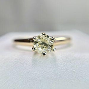 Art Deco Yellow Gold Natural Old European Diamond Buttercup Solitaire Ring