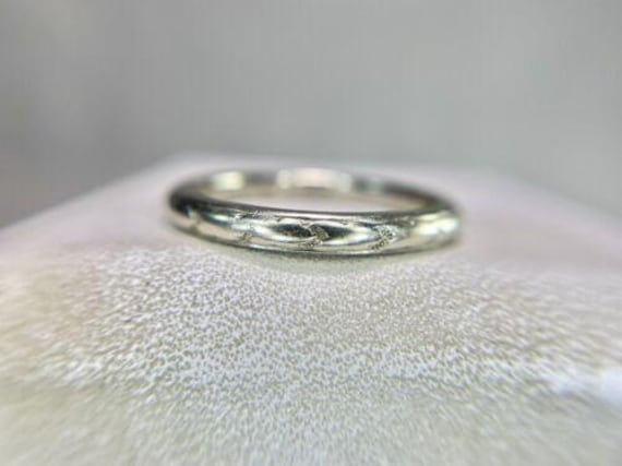 Vintage Art Deco Orange Blossom 18k White Gold Hand Engraved
