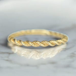 Anello vintage in oro giallo 14k con fascia a corda