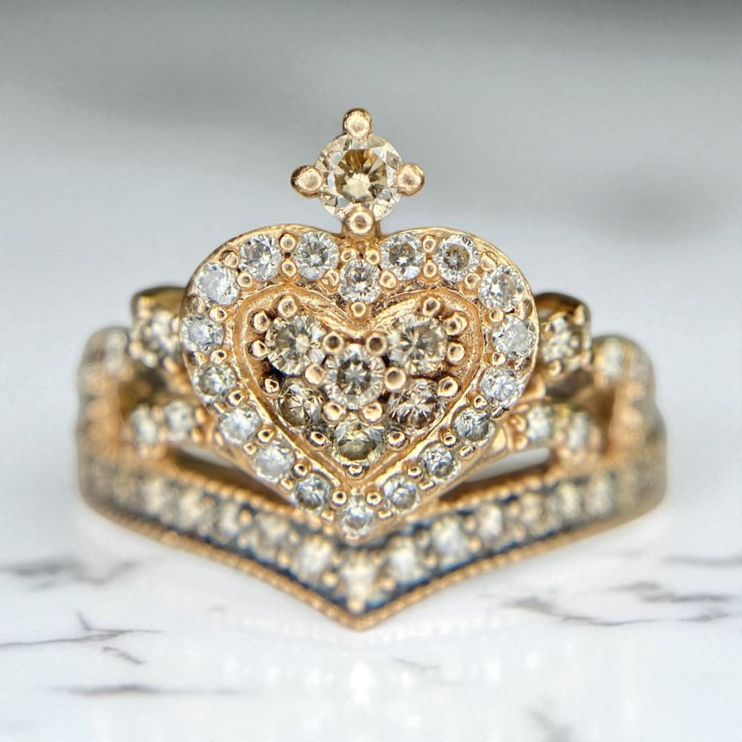 Le Vian 14k Rose Gold Chocolate Natural Diamond Heart Crown Ring