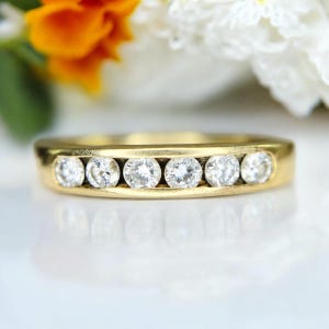 14k Yellow Gold Natural Round Brilliant Diamond Channel Set Wedding Band Ring