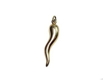 Vintage 14k Yellow Gold Italian Horn Charm Pendant