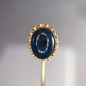 Vintage Antique 14k Yellow Gold Oval Blue Lapis Stick Pin Brooch