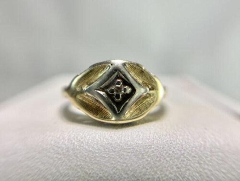 Small Dinner Rings Art Deco 14k Yellow Gold Natural Round Single Cut Diamond Small ...