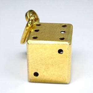 Vintage 10k Yellow Gold Dice 3d Charm Pendant
