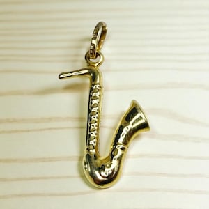 Vintage 14k Yellow Gold Handcrafted Saxophone Musical Charm Pendant