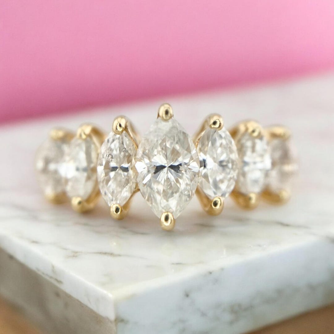 Vintage 14k Yellow Gold Marquise Diamond Pyramid Ring 1.00 CTW - Etsy