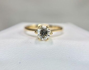 Vintage 18k Yellow Gold Natural Round Brown Diamond Solitaire Engagement Ring