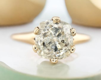 Victorian Era 10k Yellow Gold Natural Old Mine Diamond Solitaire Ring