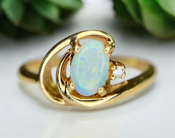 10k Yellow Gold Oval October Birthstone Ring With White Topaz - Size 10.5 Proposal Or Fashion Ring - View #5