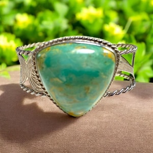 Vintage Navajo Sterling Silver Turquoise Cuff Southwestern Handmade Bracelet