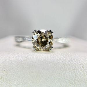 Vintage 14k White Gold Designer Natural Fancy Brown Diamond Engagement Ring