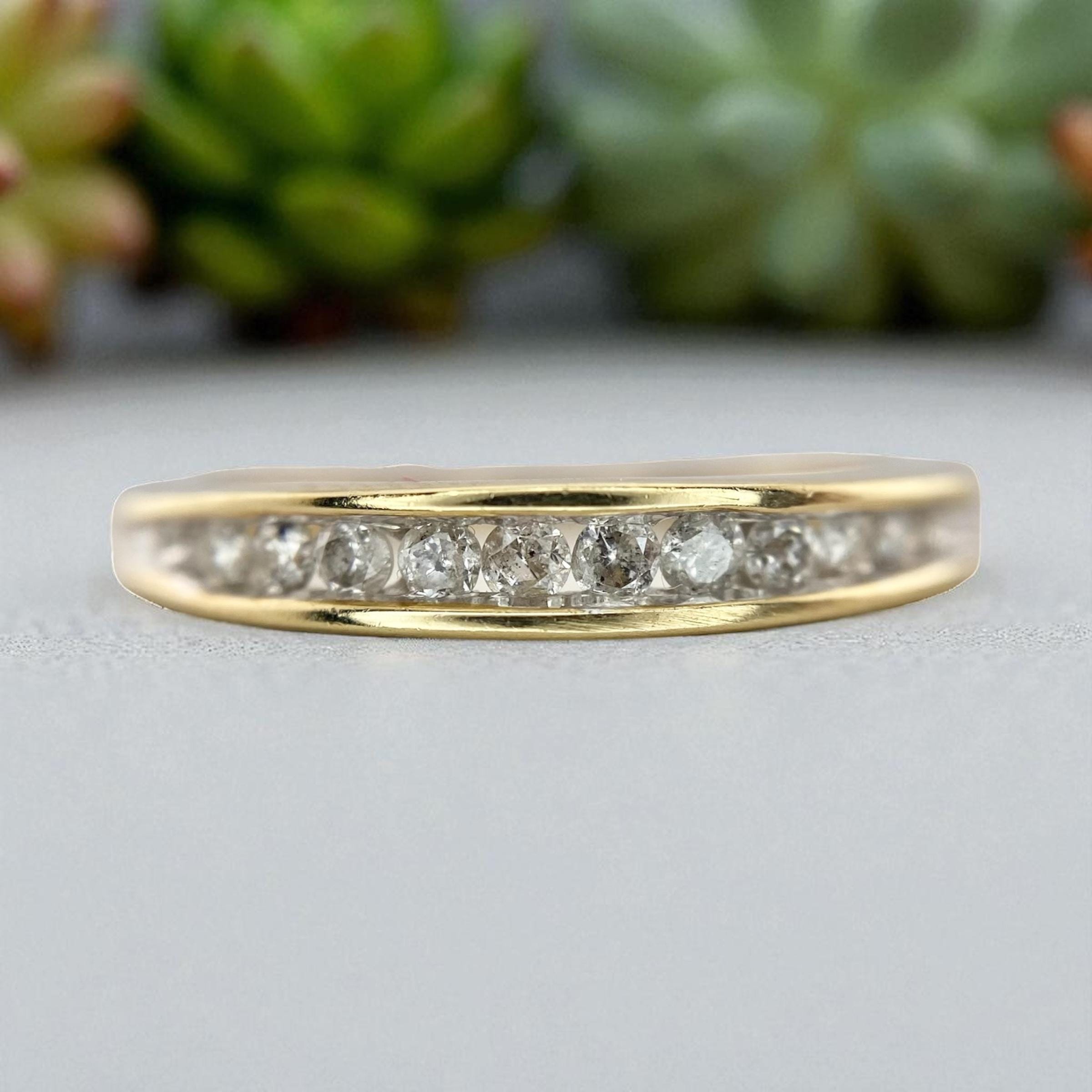 ヴィンテージ 10K イエローゴールド 天然ダイヤモンド チャンネル