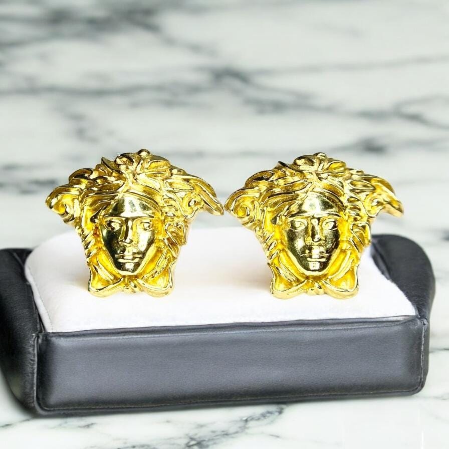 14k Yellow Gold Medusa Head Handcrafted Stud Earrings - Etsy 14k Yellow Gold Medusa Head Handcrafted Stud Earrings - Etsy