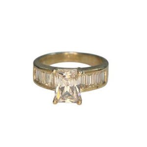 Vintage Sterling Silver Emerald Cut Cz Engagement Ring Size 8