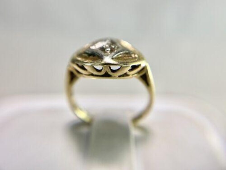 Small Dinner Rings Art Deco 14k Yellow Gold Natural Round Single Cut Diamond Small ...