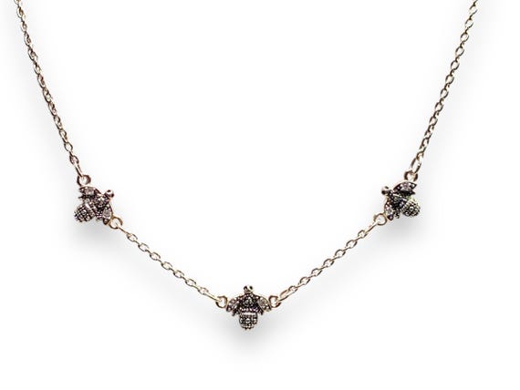 Vintage Sterling Silver Handcrafted Bee Design Necklace