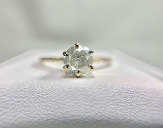 Vintage Art Deco 10k Rose Gold Round Rustic Diamond Solitaire Engagement Ring