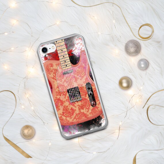 Hand-Painted iPhone Phone Cases with Paisley Guitar Art