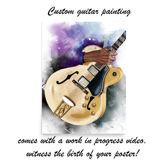 Custom Electric Guitar Painting with Hand Portrait: Personalized Musician Gift