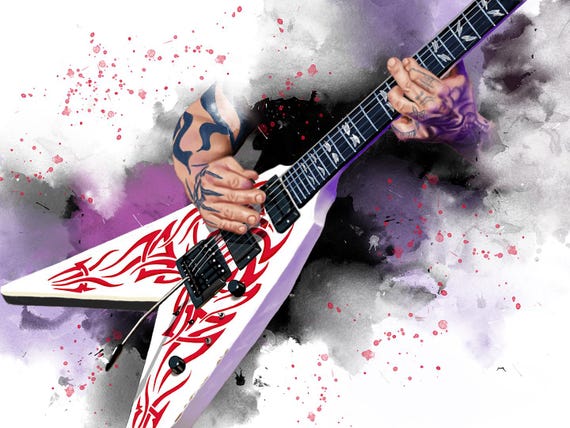 Kerry's electric guitar art, digital drawing 18x24"