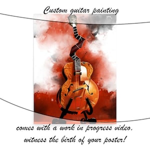 Aangepast schilderij elektrische gitaar: uniek muzikantcadeau (24 x 36&quot;)