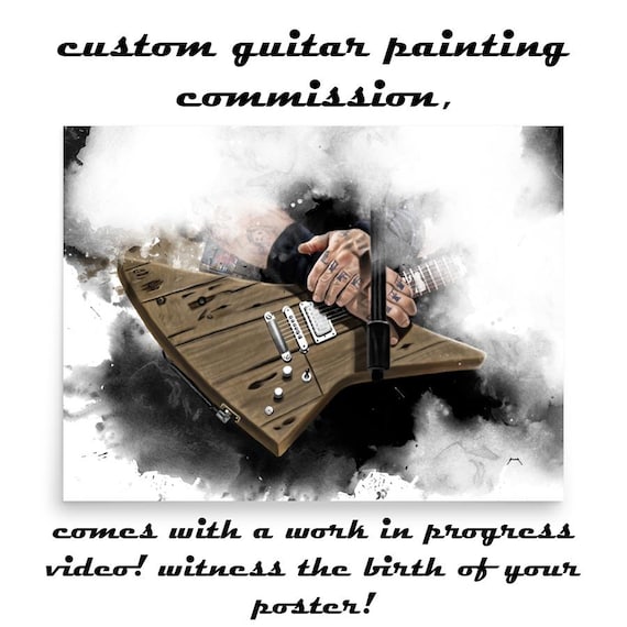 Custom Electric Guitar With Hand Portrait: Unique Digital Painting from Photo