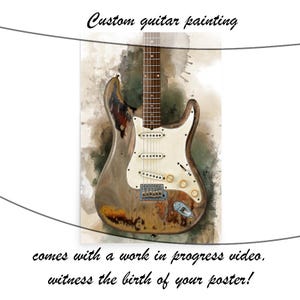 Custom schilderij elektrische gitaar: gepersonaliseerd cadeau voor muzikant (24 x 36&quot;)