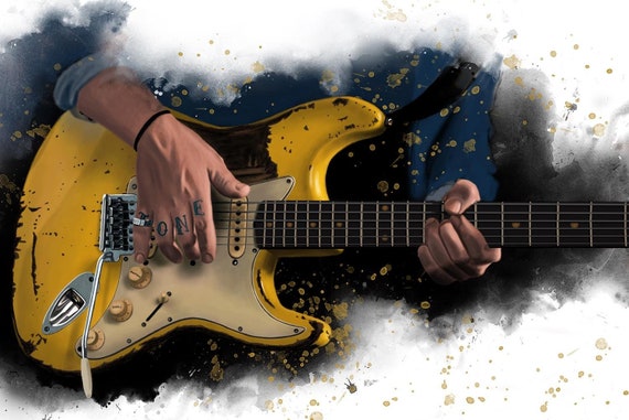 Tone Of Blues Electric Guitar Painting 24x36"