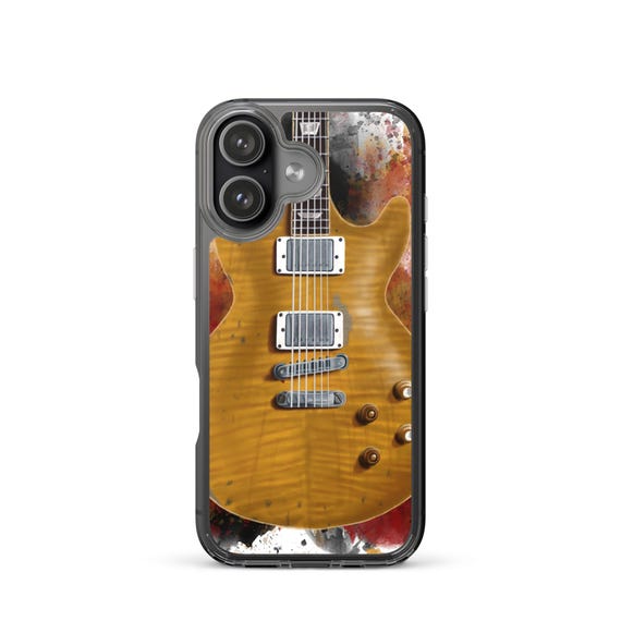 Hand-Painted iPhone Phone Cases with Green Guitar Art