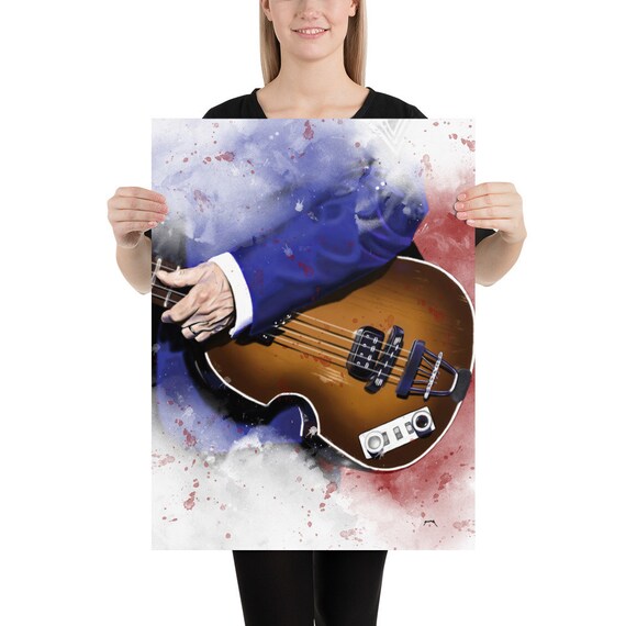Paul's electric bass guitar art, digital drawing 18x24"
