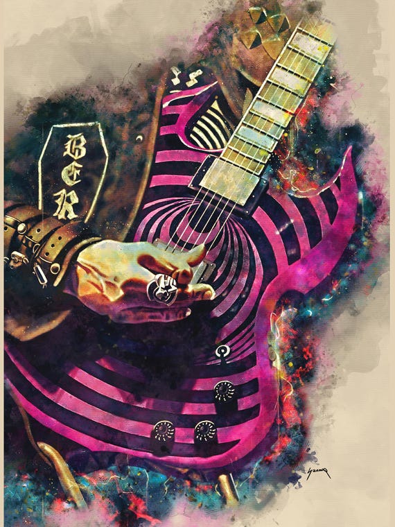 Zack's electric guitar art, digital drawing 18x24"