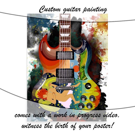 Custom Electric Guitar Painting: Personalized Music Gift (24"x36")