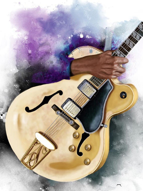 Chuck's Electric Guitar Art Print: 18x24" Music Room Decor