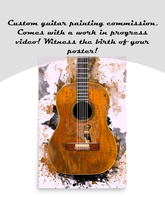 Acoustic Guitar Commission Painting, Custom Digital Painting from Photo, Personalized Gift For Guitarist