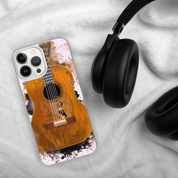 Hand-Painted iPhone Phone Cases with Acoustic Guitar Art