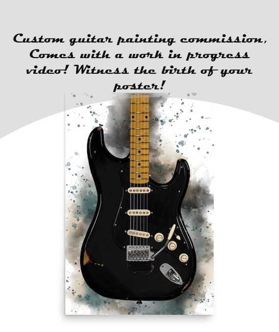 Electric Guitar Commission Painting, Custom Digital Painting from Photo, Personalized Gift For Guitarist 24x36