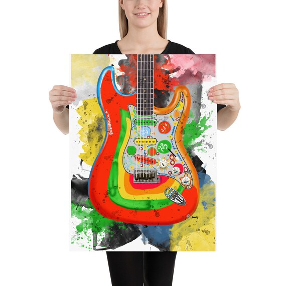 George's electric guitar art, digital drawing 18x24"