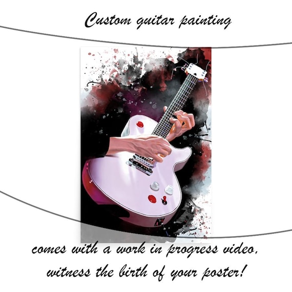 Custom Electric Guitar Painting with Hand Portrait: Personalized Musician Gift