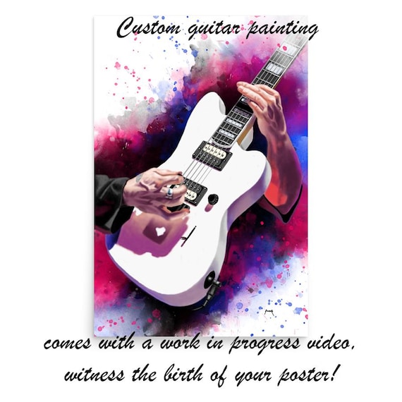 Custom Electric Guitar With Hand Portrait: Unique Digital Painting from Photo