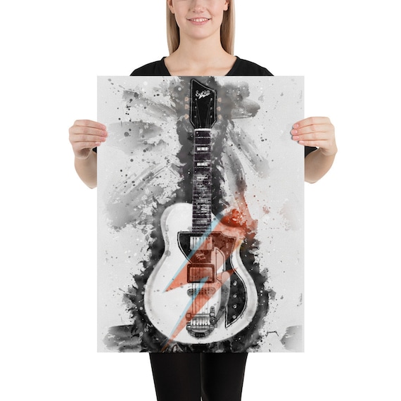 David's electric guitar caricature  art, digital drawing 18x24"