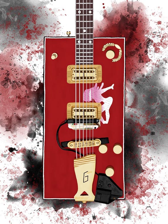Bo's electric guitar art, digital drawing 18x24"