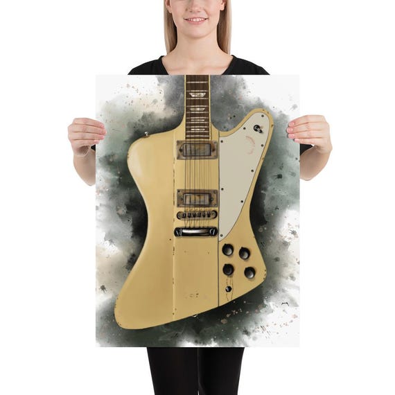Electric Guitar Art Print: Winter White Guitar Music Room Poster