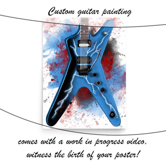 Electric Guitar Commission Painting, Custom Digital Painting from Photo, Custom Guitar Gifts 24x36"