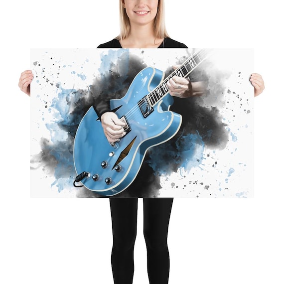 Guitar Art Print: Music Room Wall Decor (24x36)