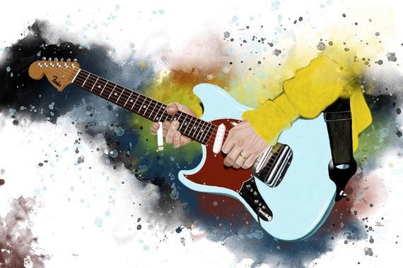 Grunge Electric Guitar Wall Art, Painting 24x36"