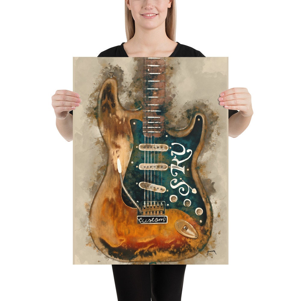 Stevie Ray Vaughan S Electric Guitar 18x24 Guitar Etsy - stevie ray vaughan life without you roblox id