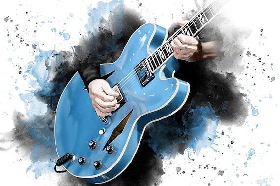 Guitar Art Print: Music Room Wall Decor (24x36)