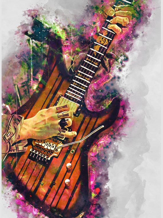 Sin electric guitar 18x24" guitar art, music wall art, music poster, music room decor, hand painted guitar, guitar gifts