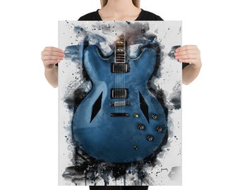 Konsttryck med elgitarr, dekoration för musikrum (18x24)